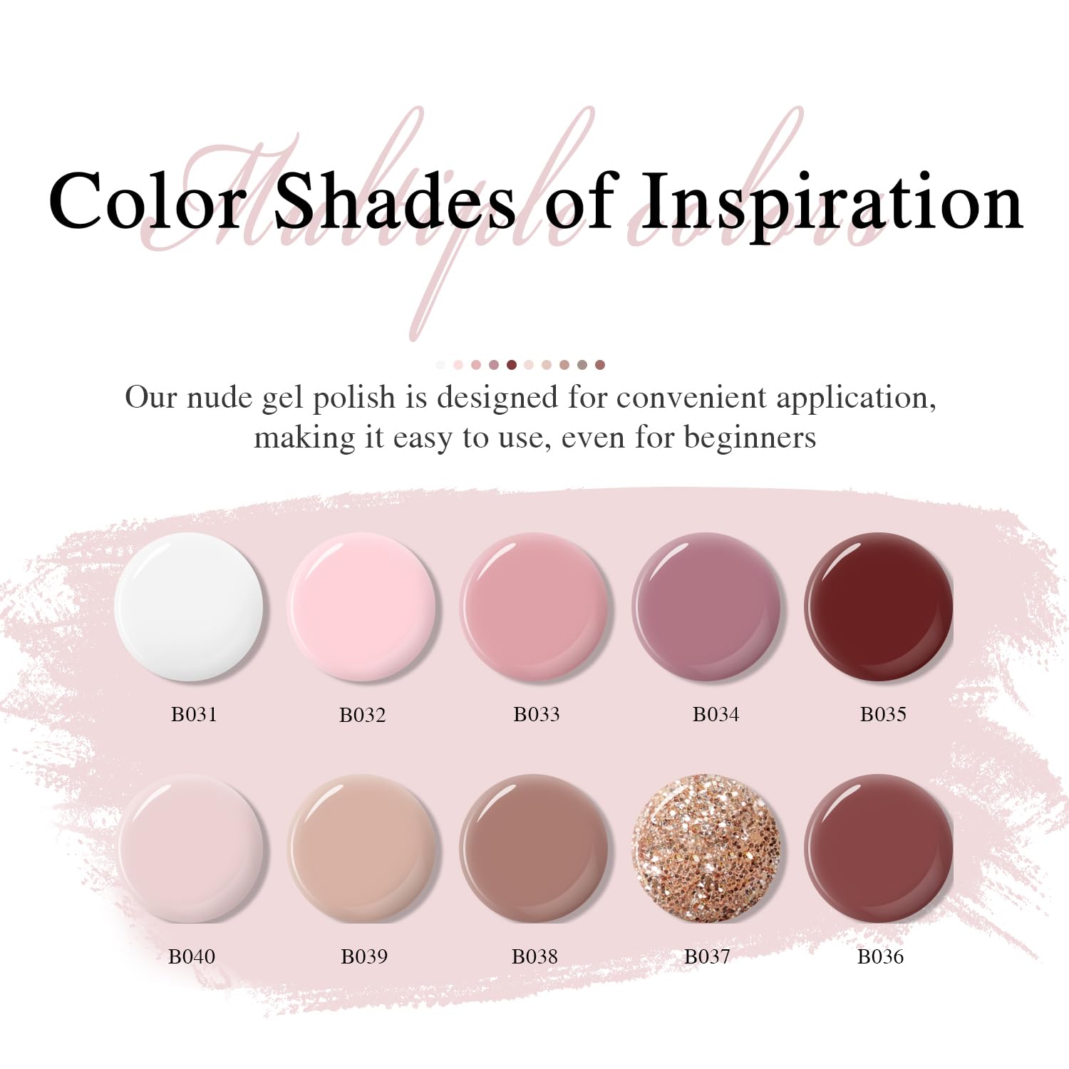 Larvall Beautpal nude gel polish color swatches display versatile nude tones for any skin tone.
