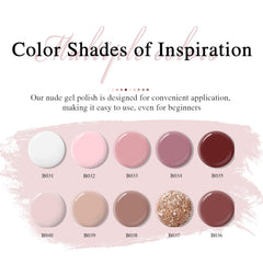 Larvall Beautpal nude gel polish color swatches display versatile nude tones for any skin tone.