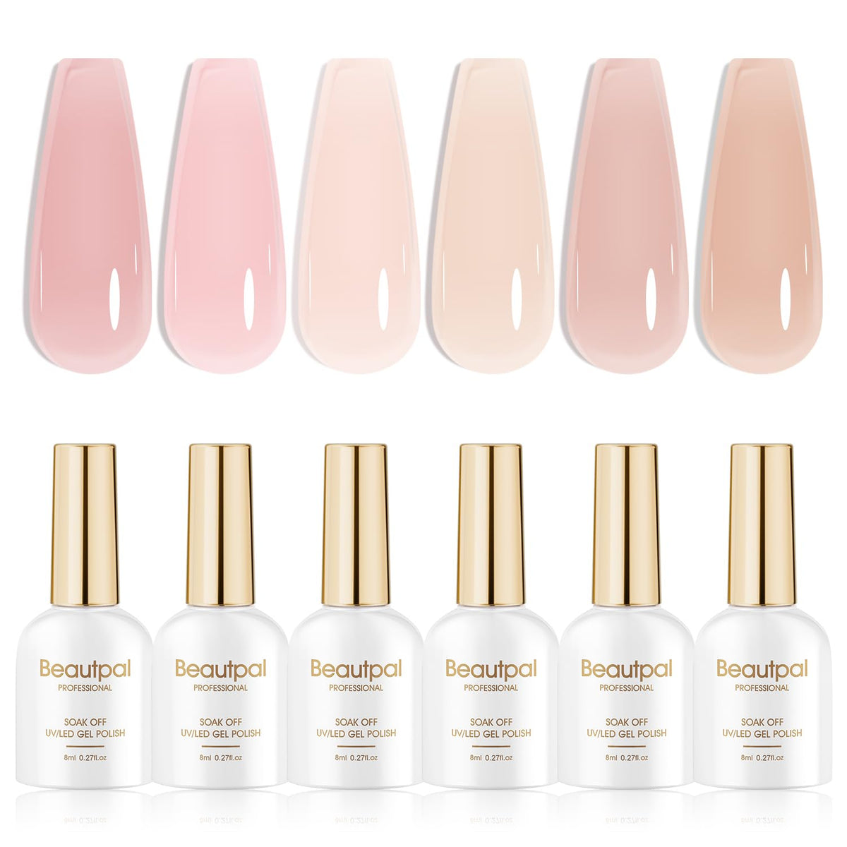 Larvall Beautpal nude gel polish set all six colors jelly finish