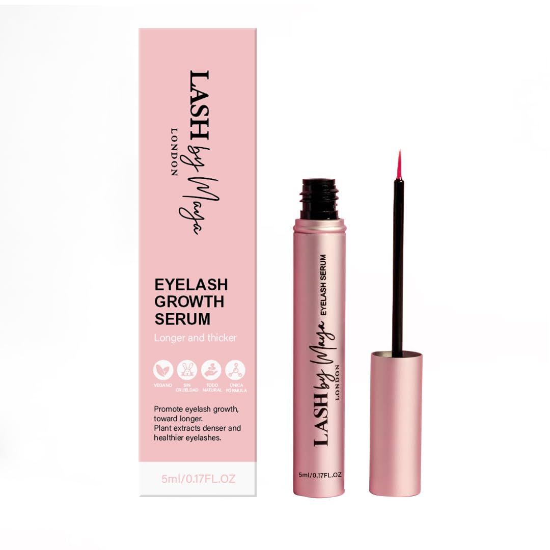 Lash by Maya Serum bottle closed, compact lash care for daily natural lash enhancement.