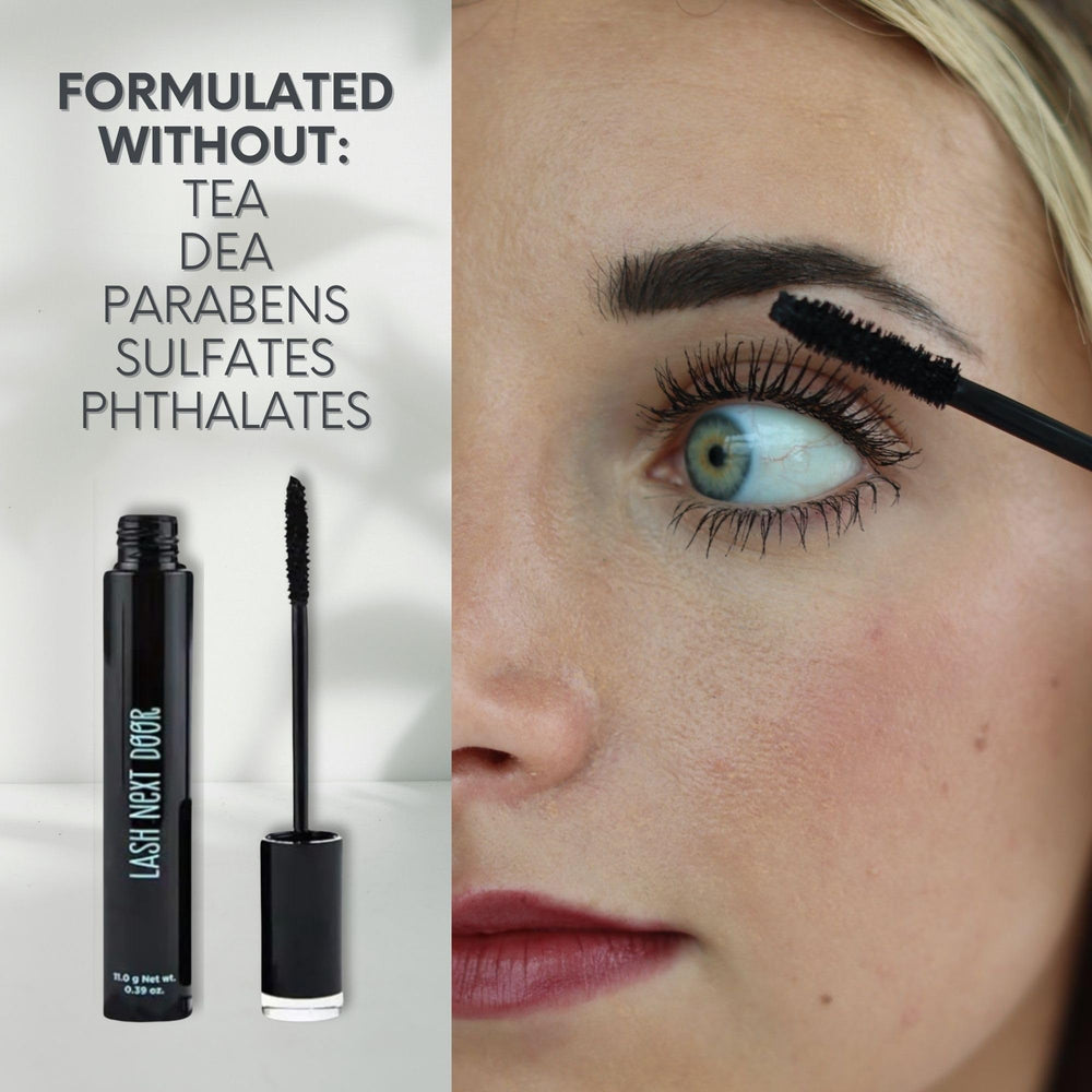 Lash Next Door smudge-proof finish after water exposure on lashes.
