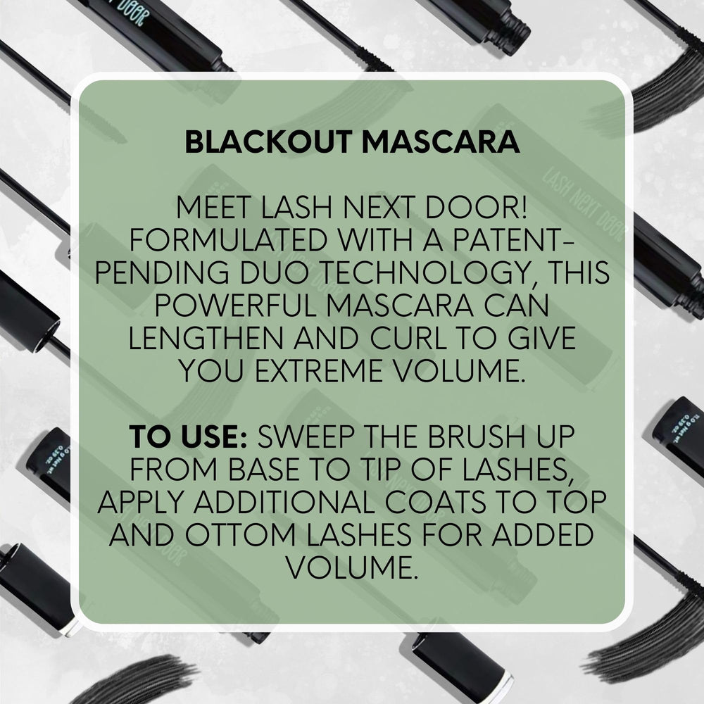 Lash Next Door mascara wand during application demonstrates buildable volume.