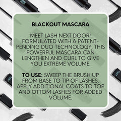 Lash Next Door mascara wand during application demonstrates buildable volume.