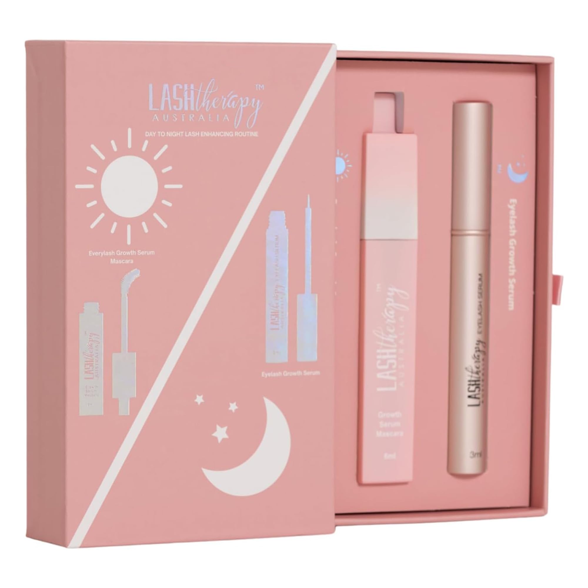 Lash Therapy Australia Day to Night Bundle box showing a complete lash care duo for enhanced lash potential