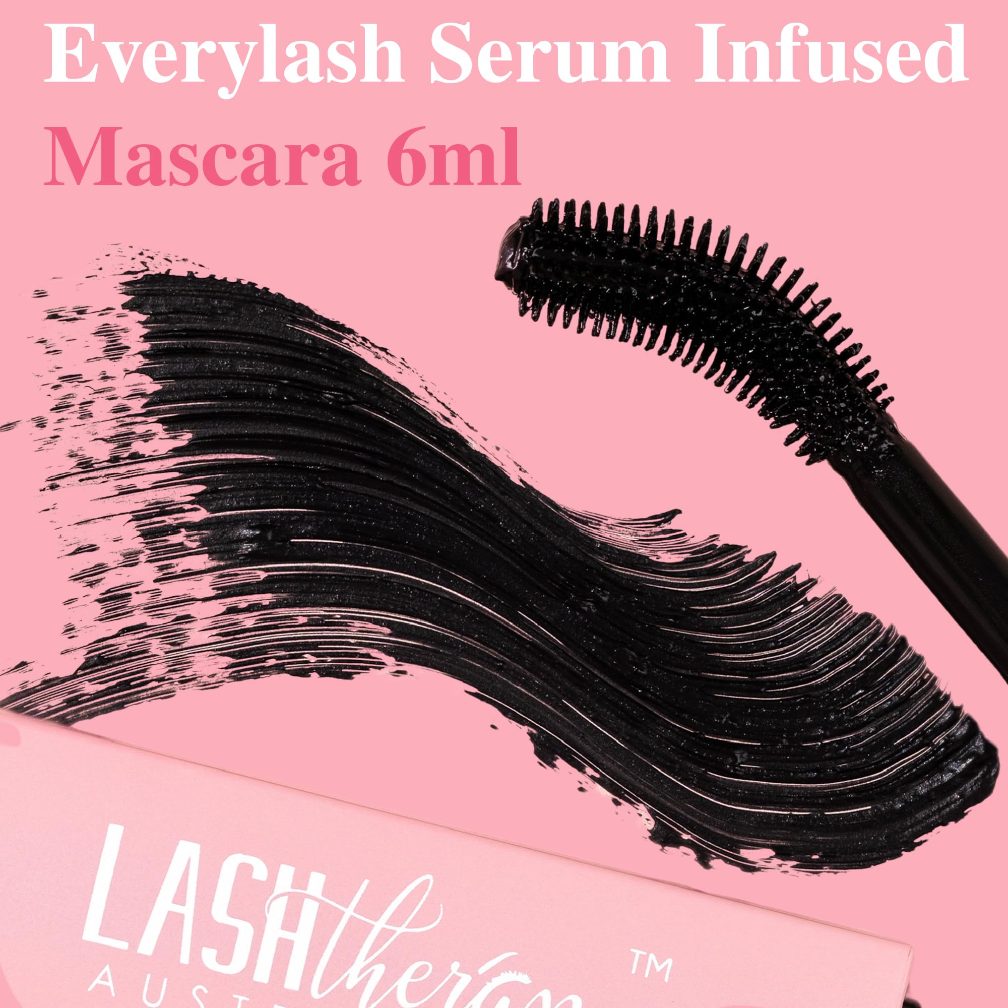Lash Therapy Australia Every Lash Growth Serum Mascara Black daily wear look with lifted lashes.