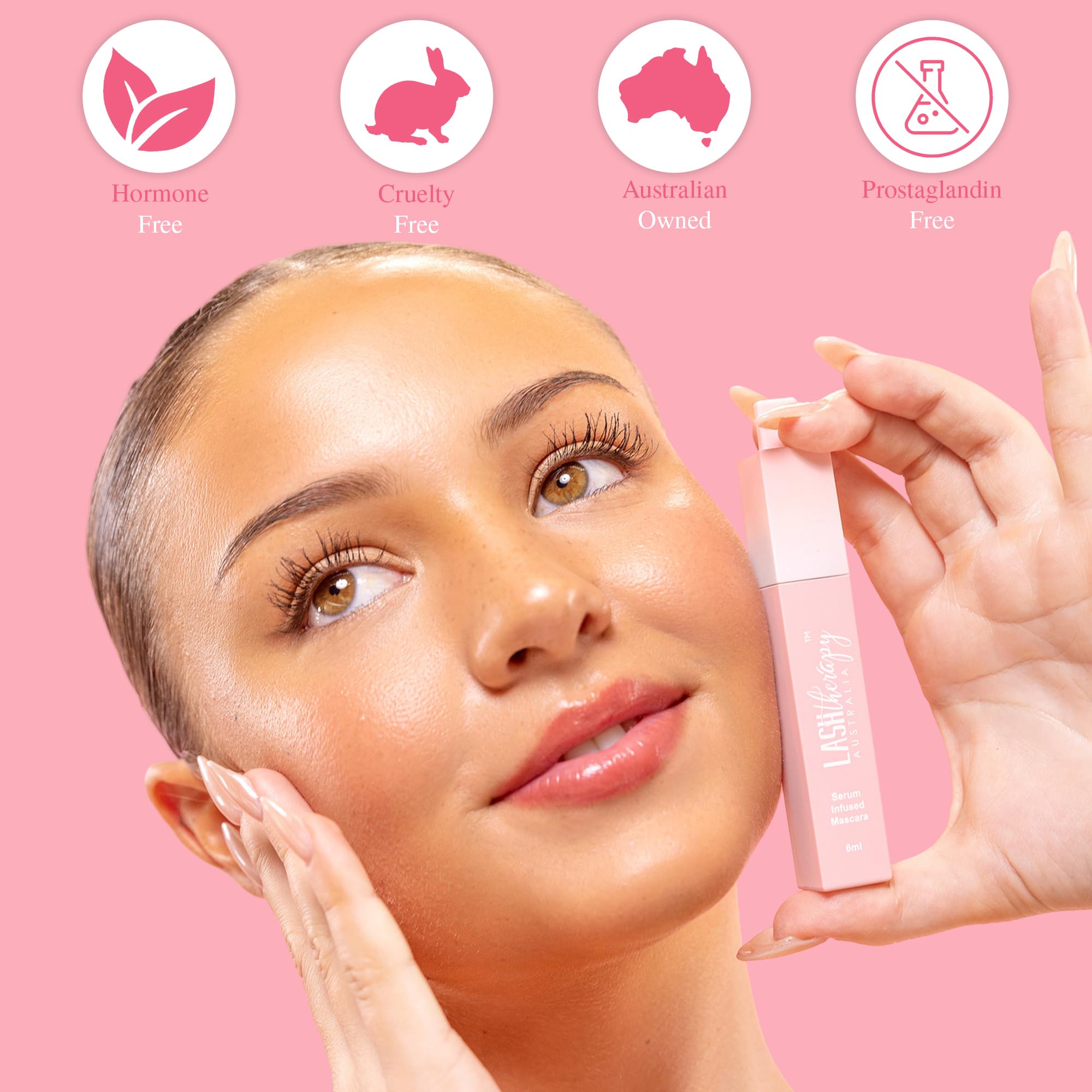 Lash Therapy Australia Every Lash Growth Serum Mascara Black packaging highlights cruelty-free vegan formula.