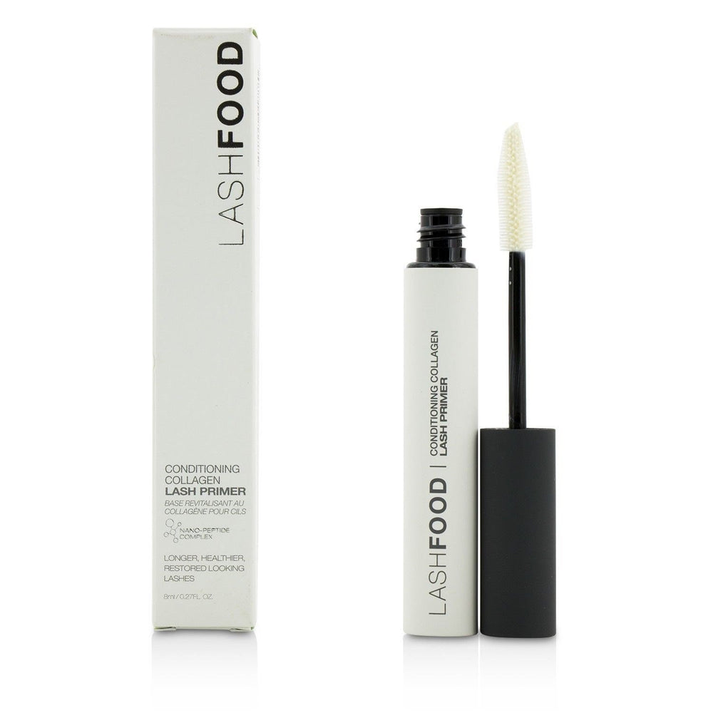 LashFood Conditioning Collagen Fiber Primer bottle and brush for fuller, feathery lashes