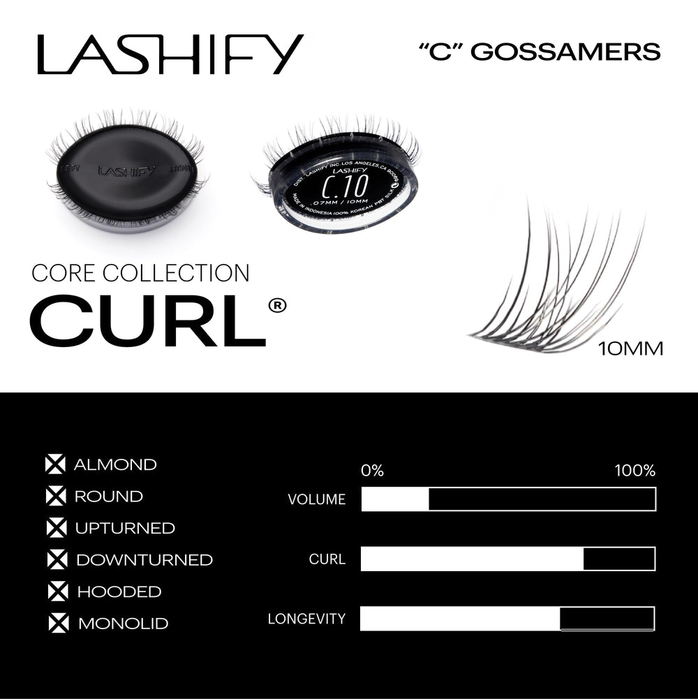 DIY application setup with Lashify Curl 10mm Gossamer for seamless results.