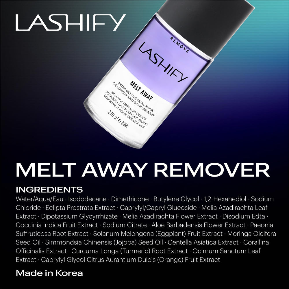 Lashify Melt Away applied on lashes showing hydrating care for delicate lashes