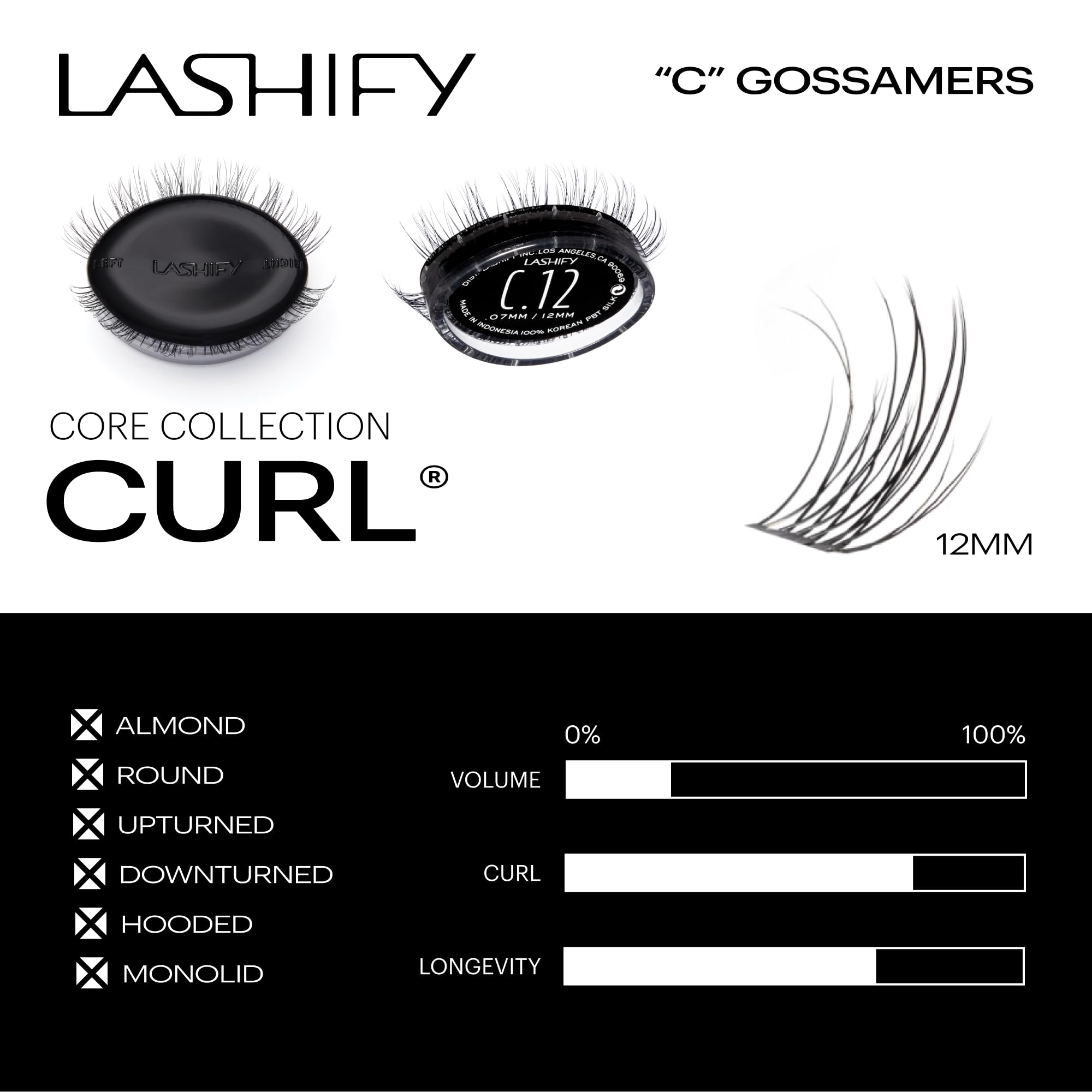 Lashify natural doe-eyed look with 12mm lashes on close-up