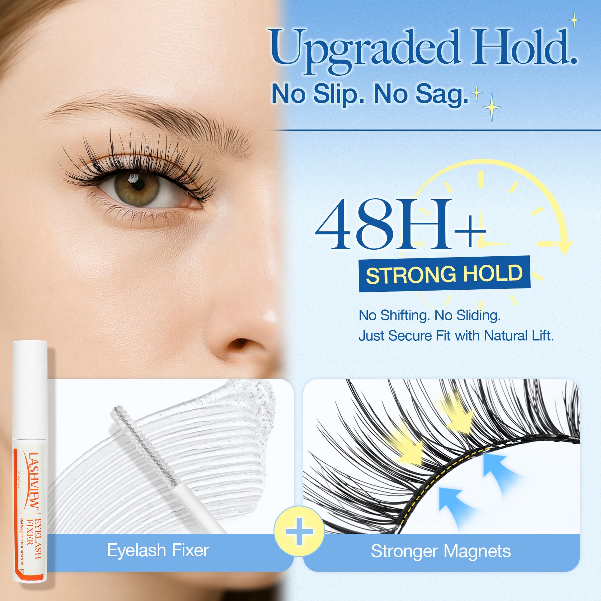 LASHVIEW LunaSoft setting fixer helps lashes stay in place for long wear.