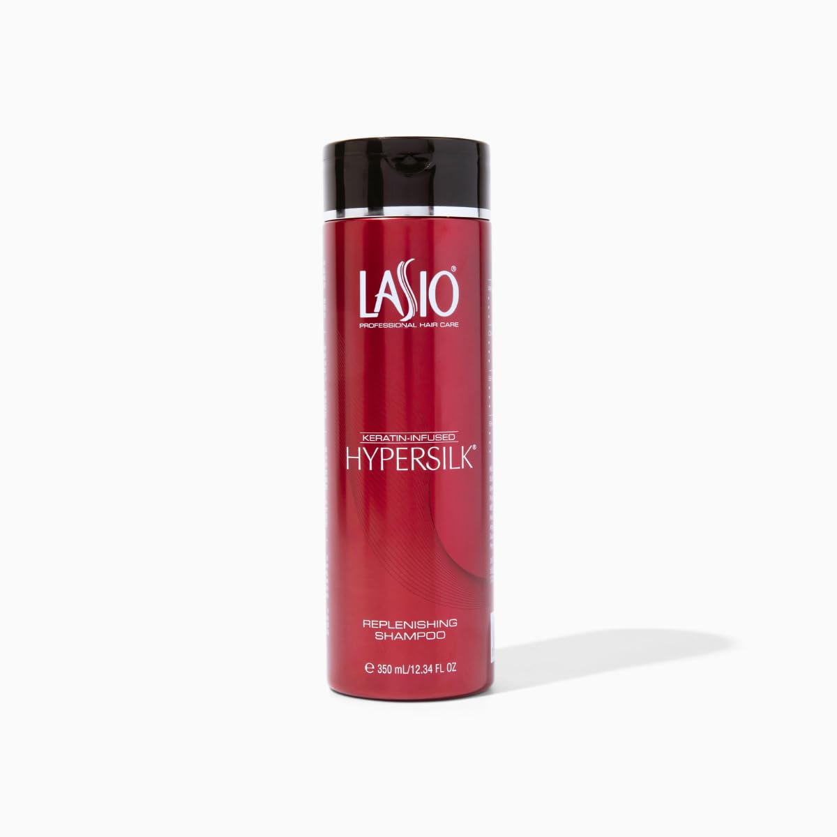 Lasio Hypersilk Replenishing Keratin Shampoo bottle front for hydrated, vibrant hair.