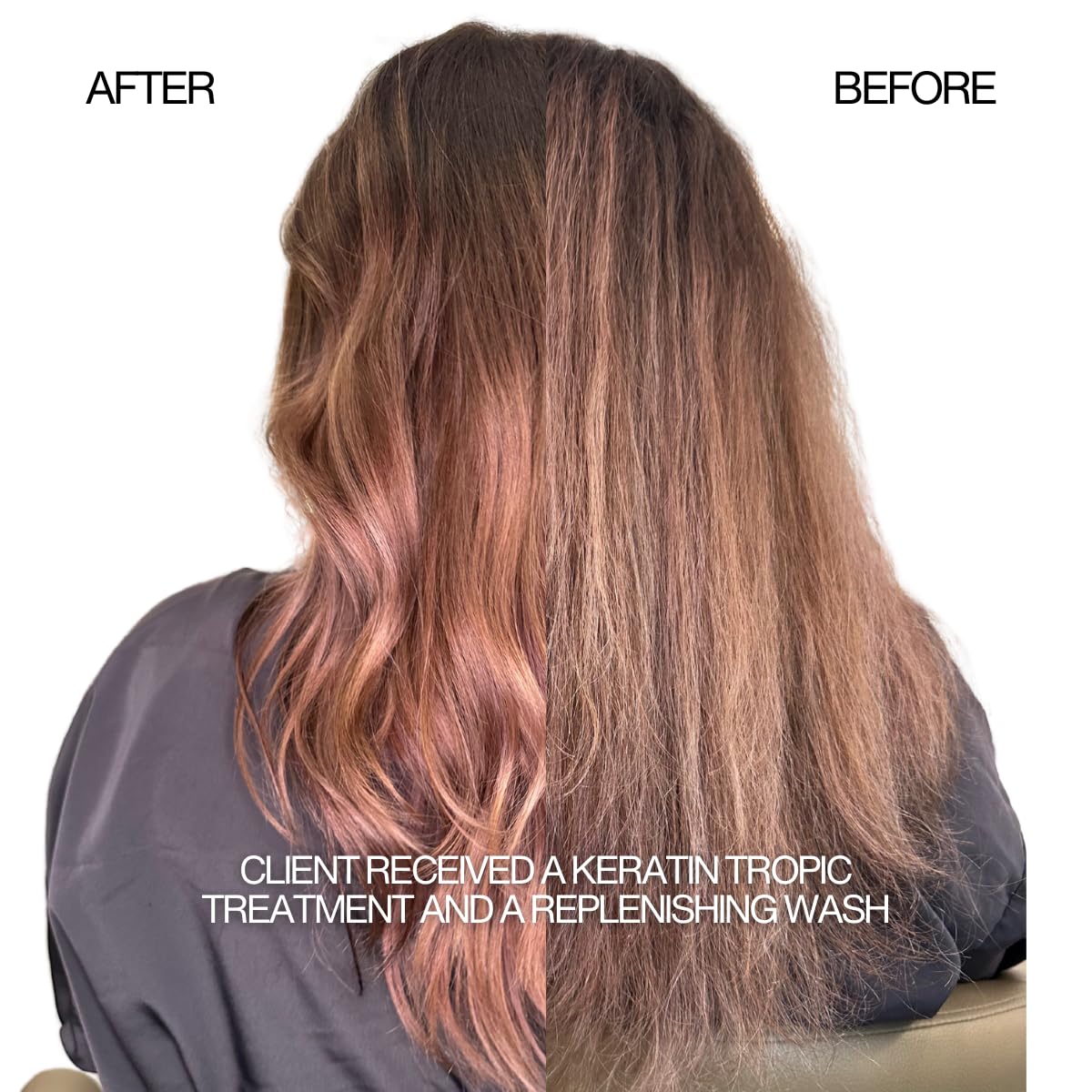 Lasio keratin close-up showing strengthened hair strand texture.