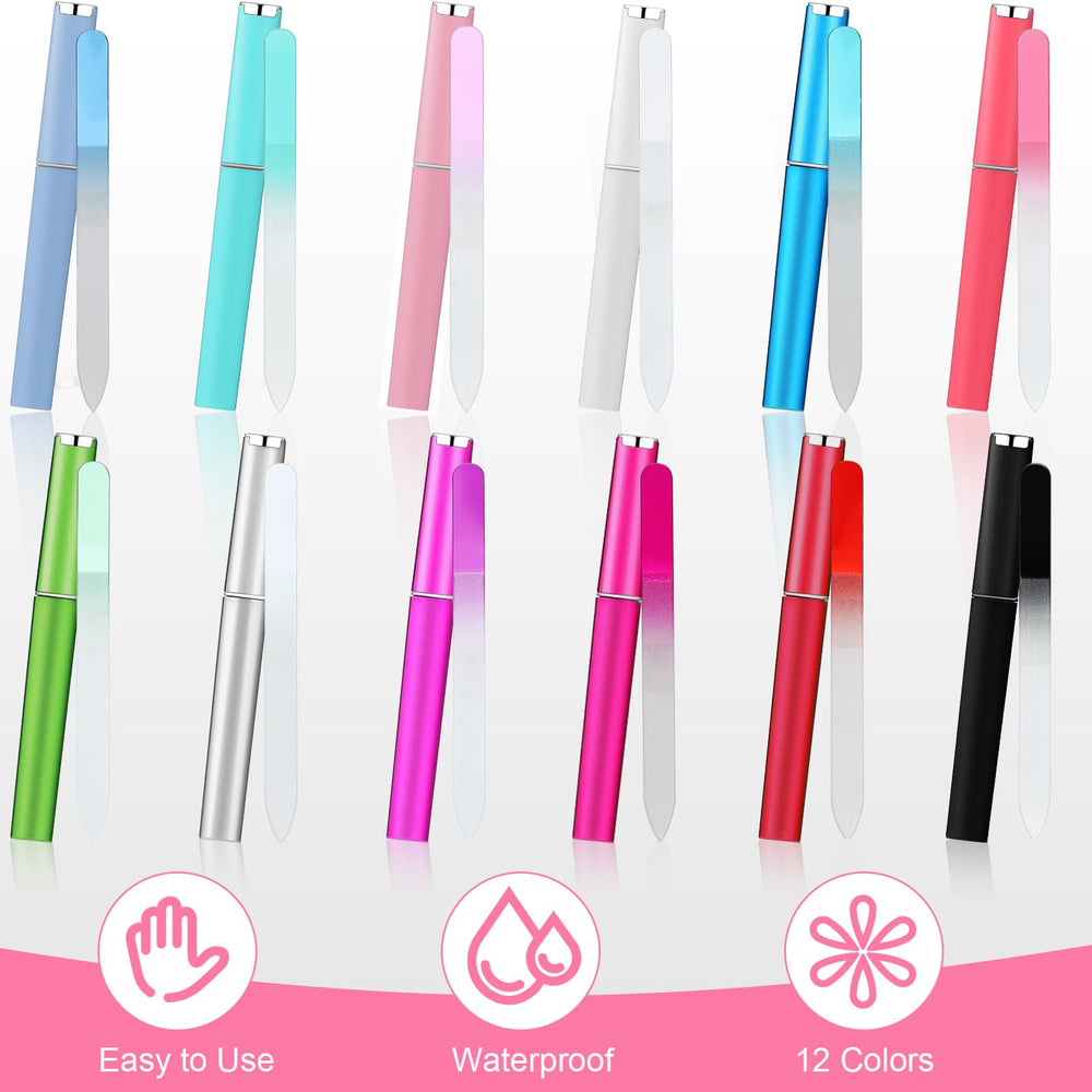 Lasnten colorful nail files pack with 12 colors for personal style.