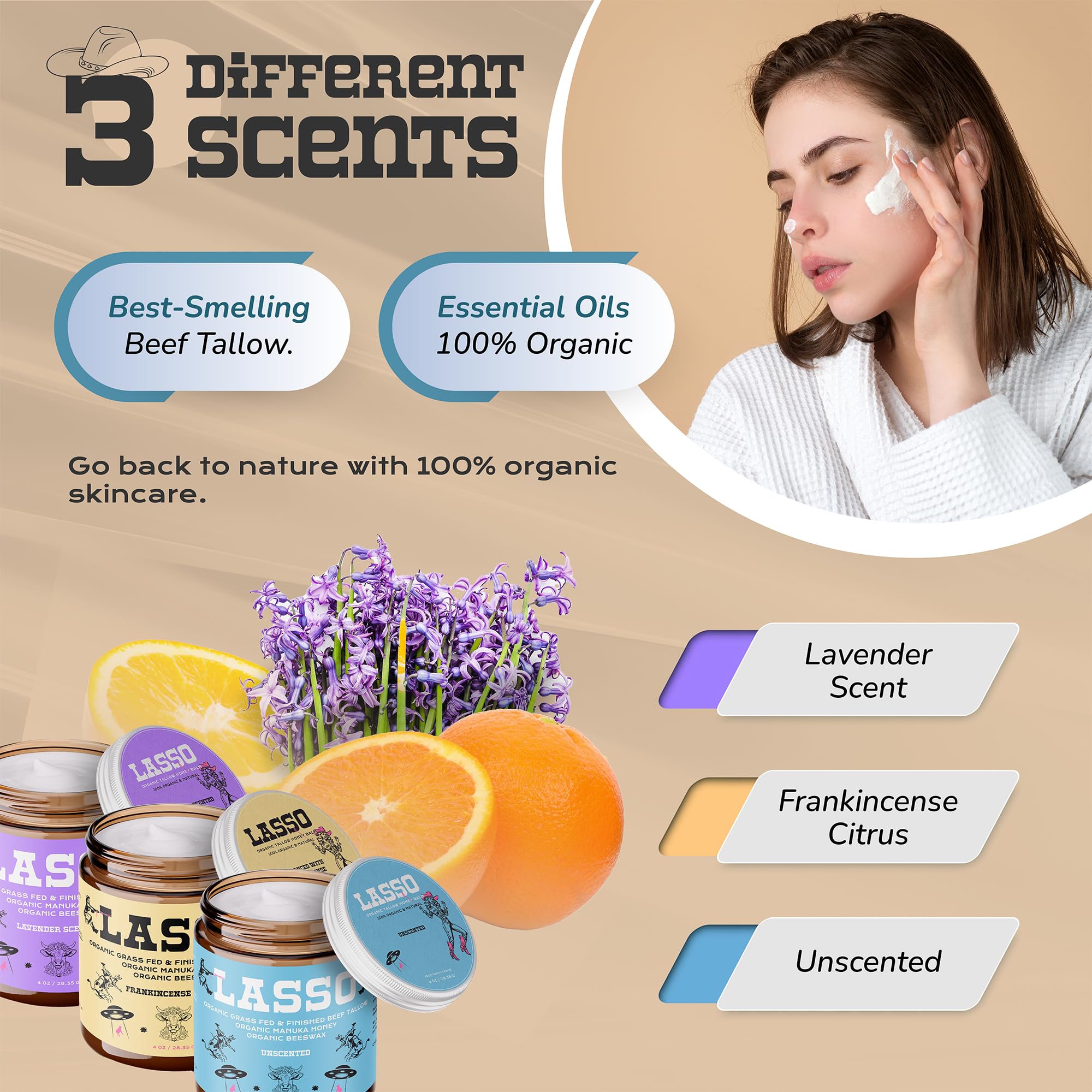 LASSO TALLOW body hydration balm used on dry skin areas