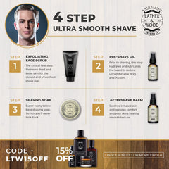 Lather & Wood aftershave balm 2oz travel-friendly bottle for grooming on the go