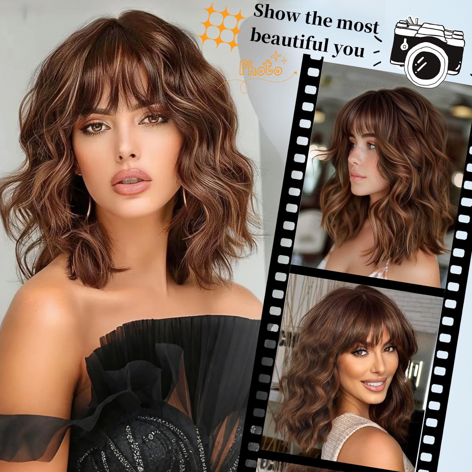 Lativ brown wig with bangs suits various face shapes for all ages.