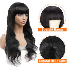 Lativ glueless front wig with bangs, cap detail—comfort and breathability