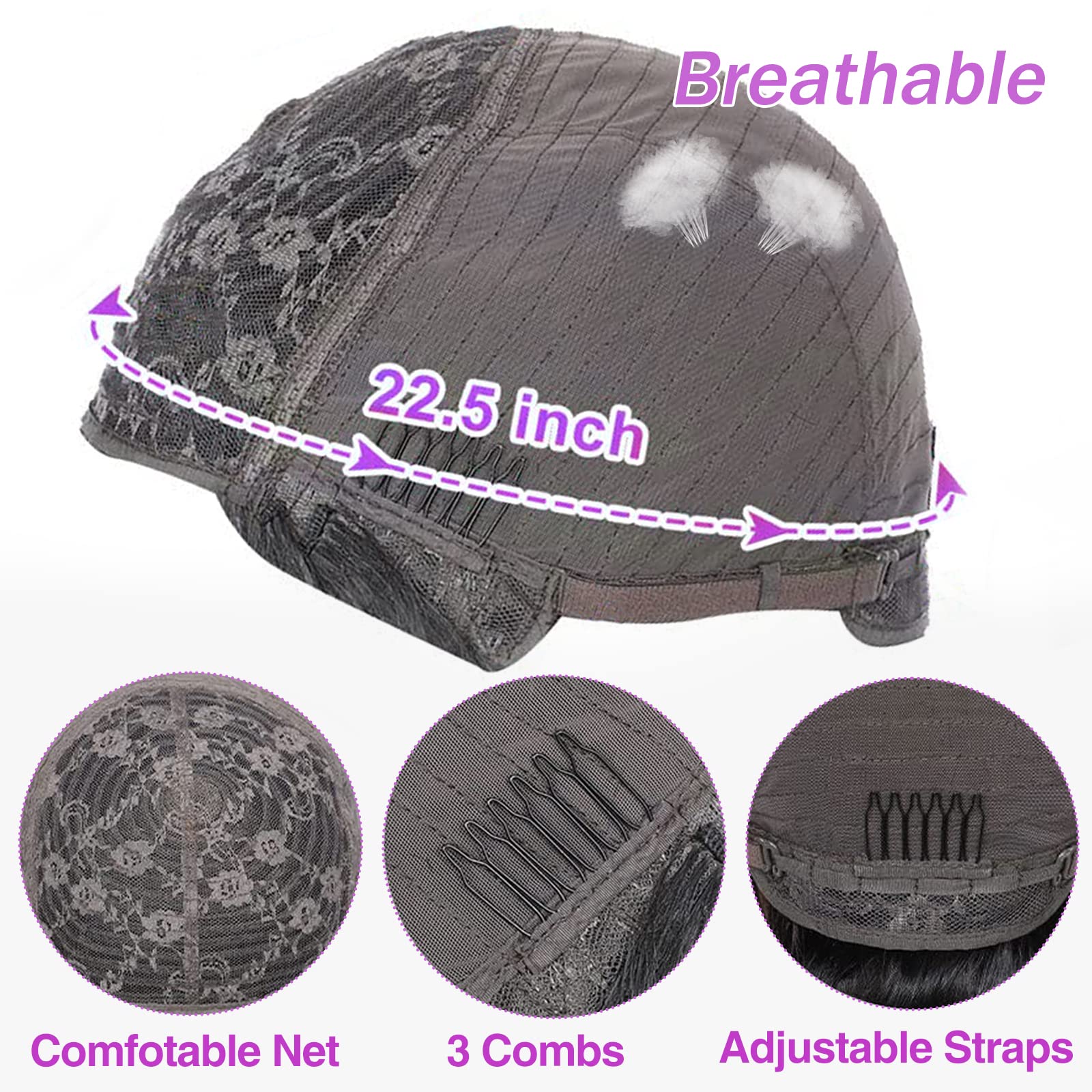 Lativ Straight Wigs with Bangs 20-inch breathable cap with secure fit.