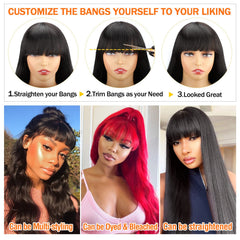 Lativ wig with full trimmable bangs for versatile styling options.