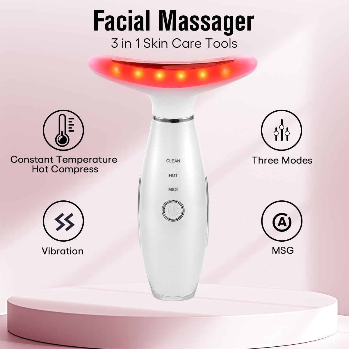 LATME device on vanity for at-home spa-like facial massage.
