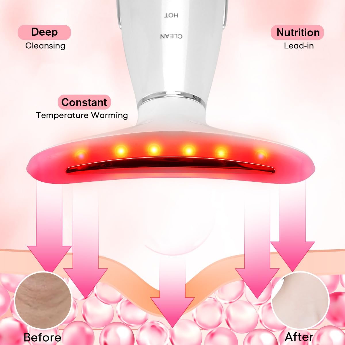 LATME three-mode massage device displaying customizable skin-soothing sessions.