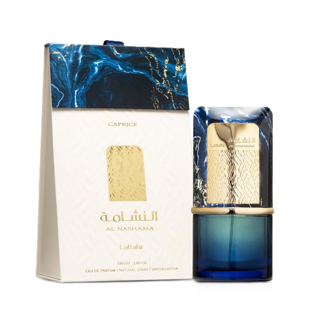 Lattafa Al Nashama Caprice top notes image highlights citrus-spiced opening.