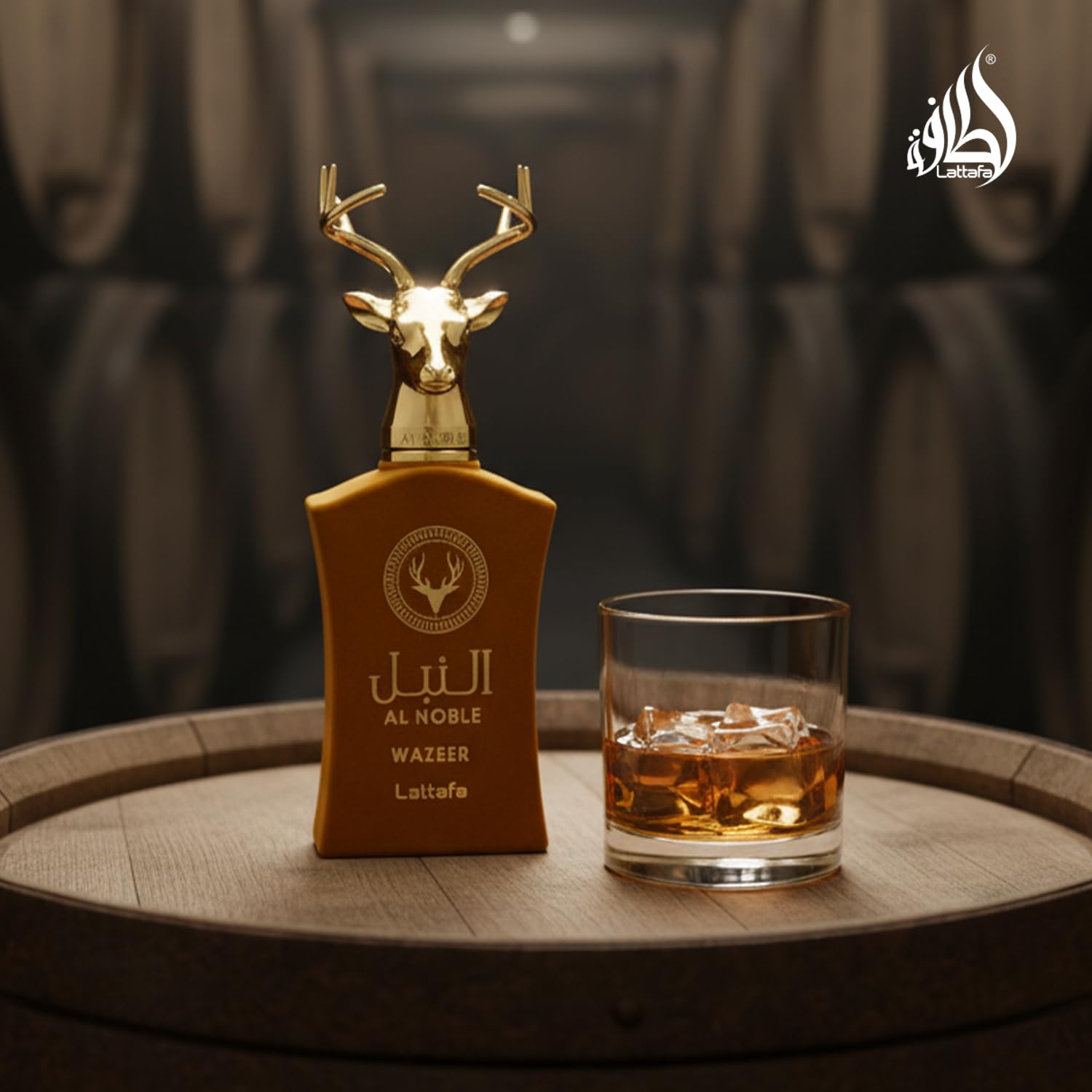 Lattafa Al Noble Wazeer iris detail hints powdery sophistication.
