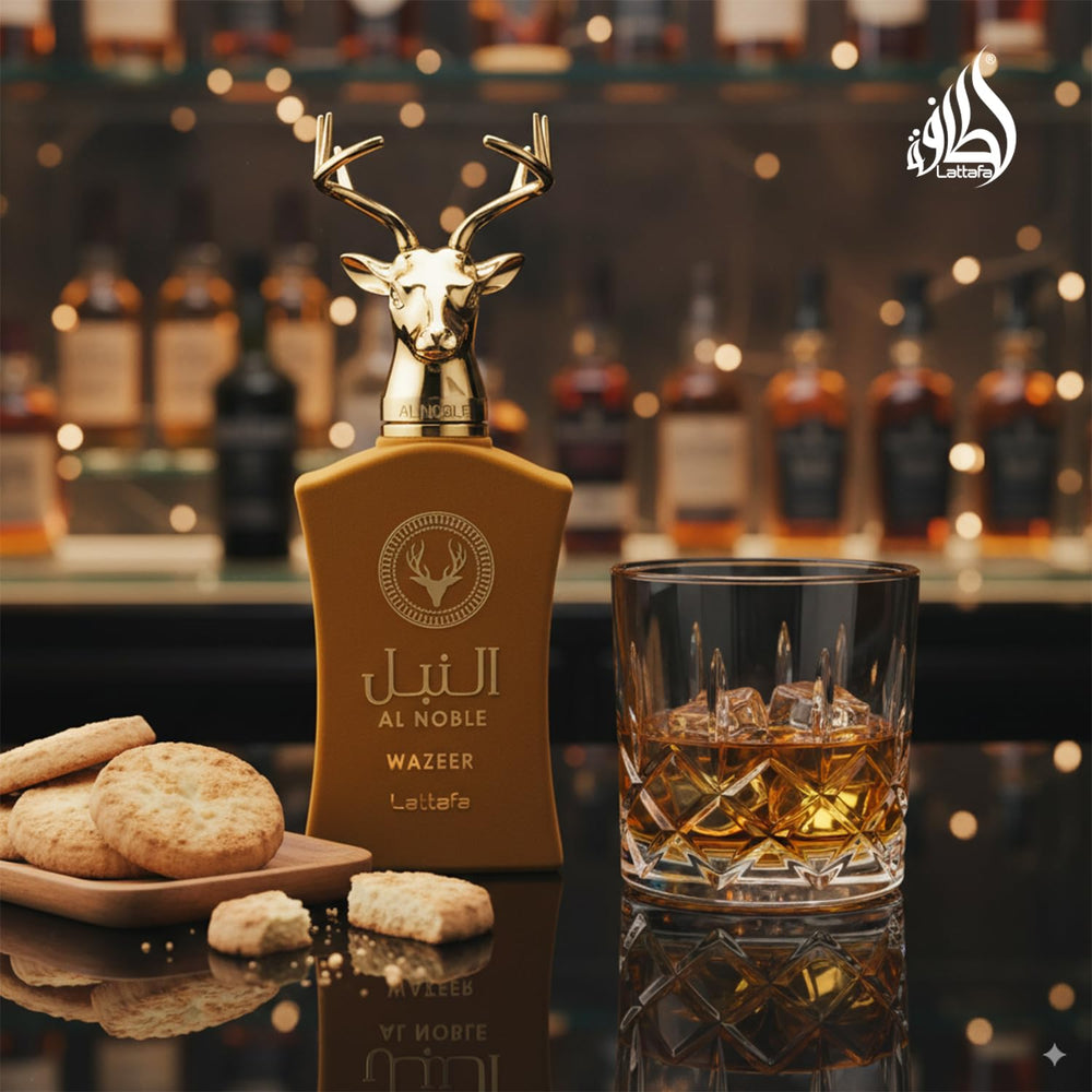Lattafa Al Noble Wazeer spray action captures quick scent release.