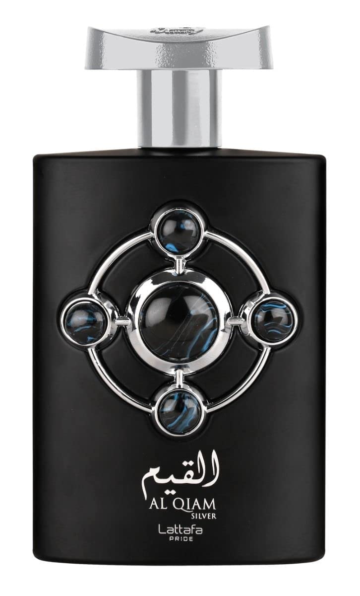 Lattafa Al Qiam Silver bottle front view, unisex fragrance for daily confidence.