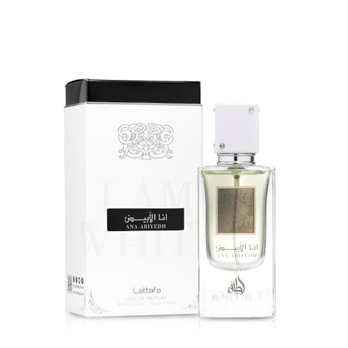 Lattafa Ana Abiyedh cap close-up highlighting premium cap and refined packaging.