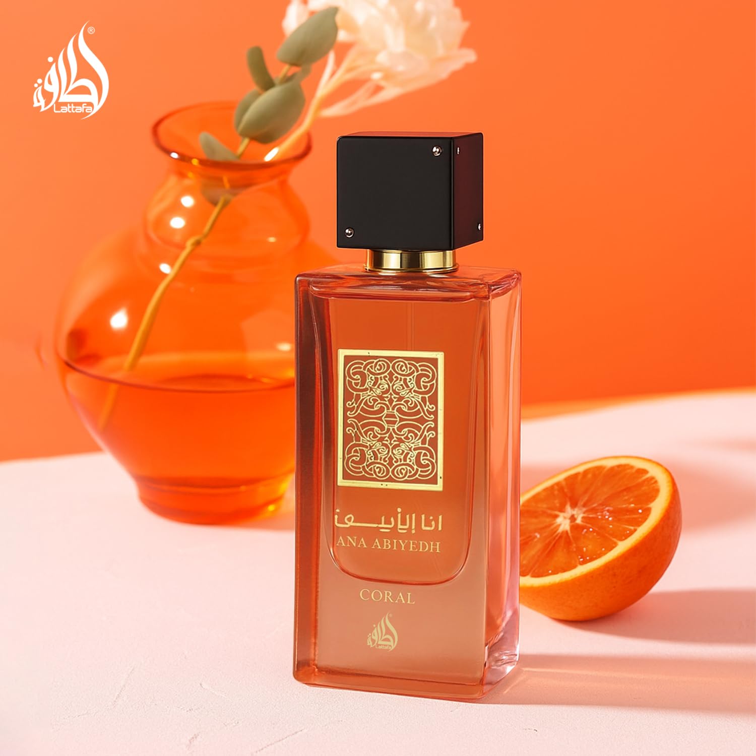 Lattafa Ana Abiyedh Coral back label detail reveals lasting vanilla base