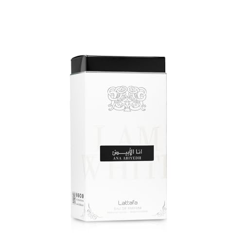 Lattafa Ana Abiyedh packaging box emphasizes gift-ready presentation and unisex appeal.