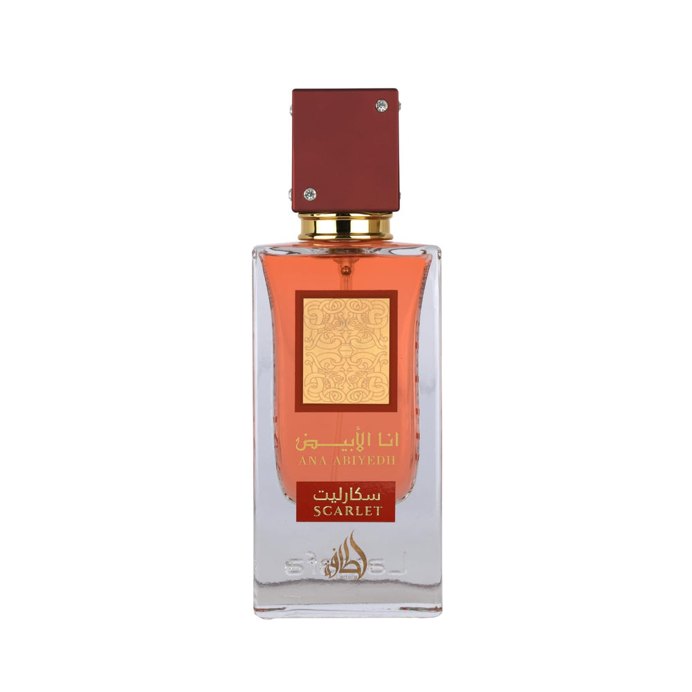 Lattafa Ana Abiyedh Scarlet spray diffusion captures rich aroma suited for all-day presence