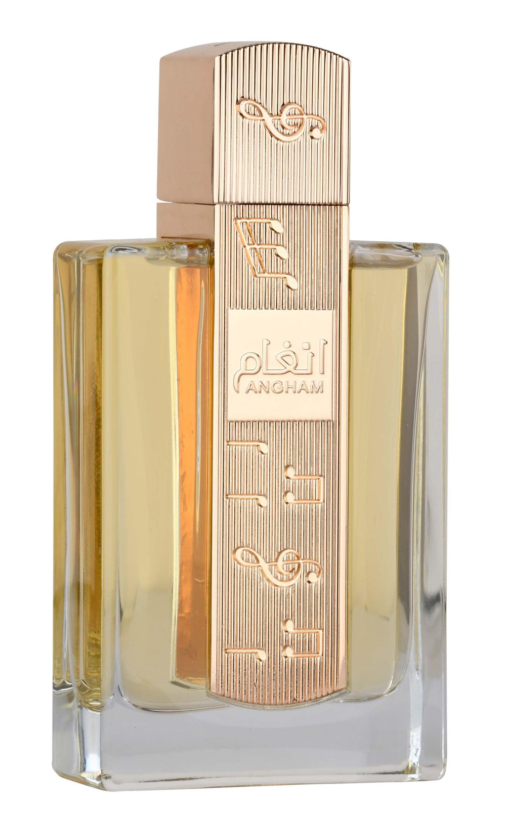 Lattafa Angham bottle closeup showing premium design and long-lasting fragrance