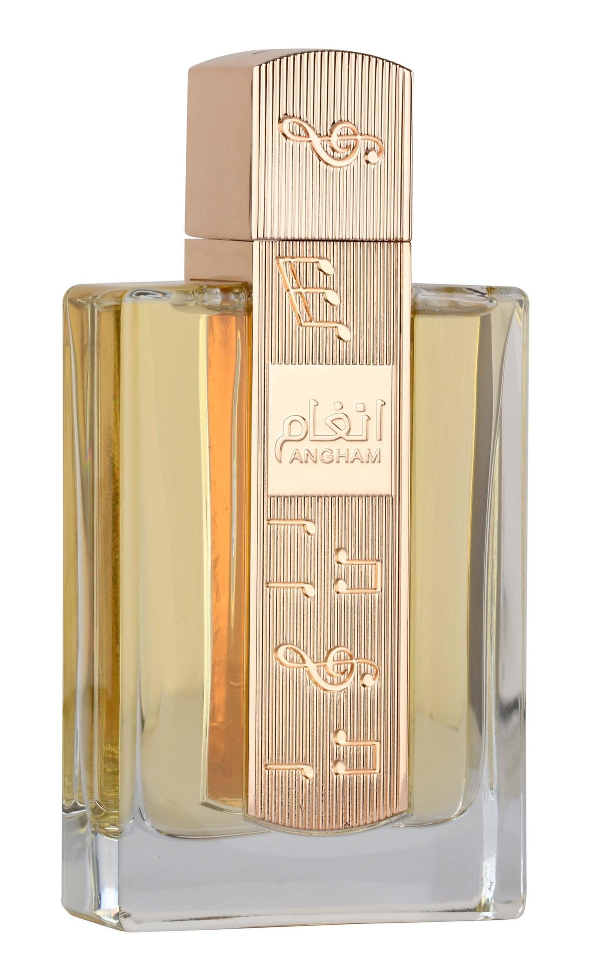 Lattafa Angham bottle closeup showing premium design and long-lasting fragrance