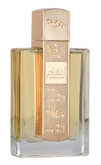 Lattafa Angham bottle closeup showing premium design and long-lasting fragrance