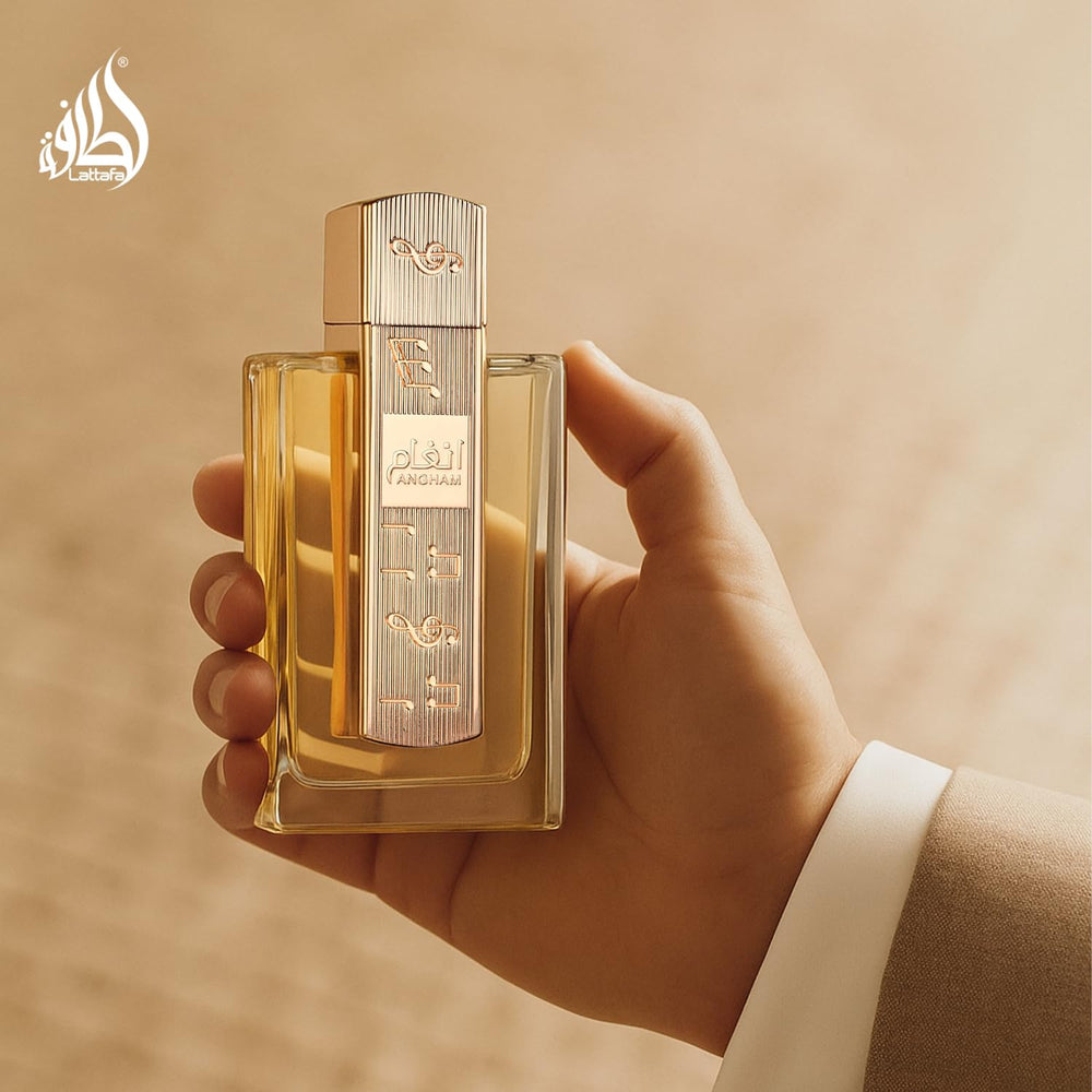 Lattafa Angham middle notes lavender and praline add a soft floral heart