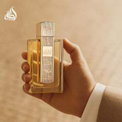 Lattafa Angham middle notes lavender and praline add a soft floral heart