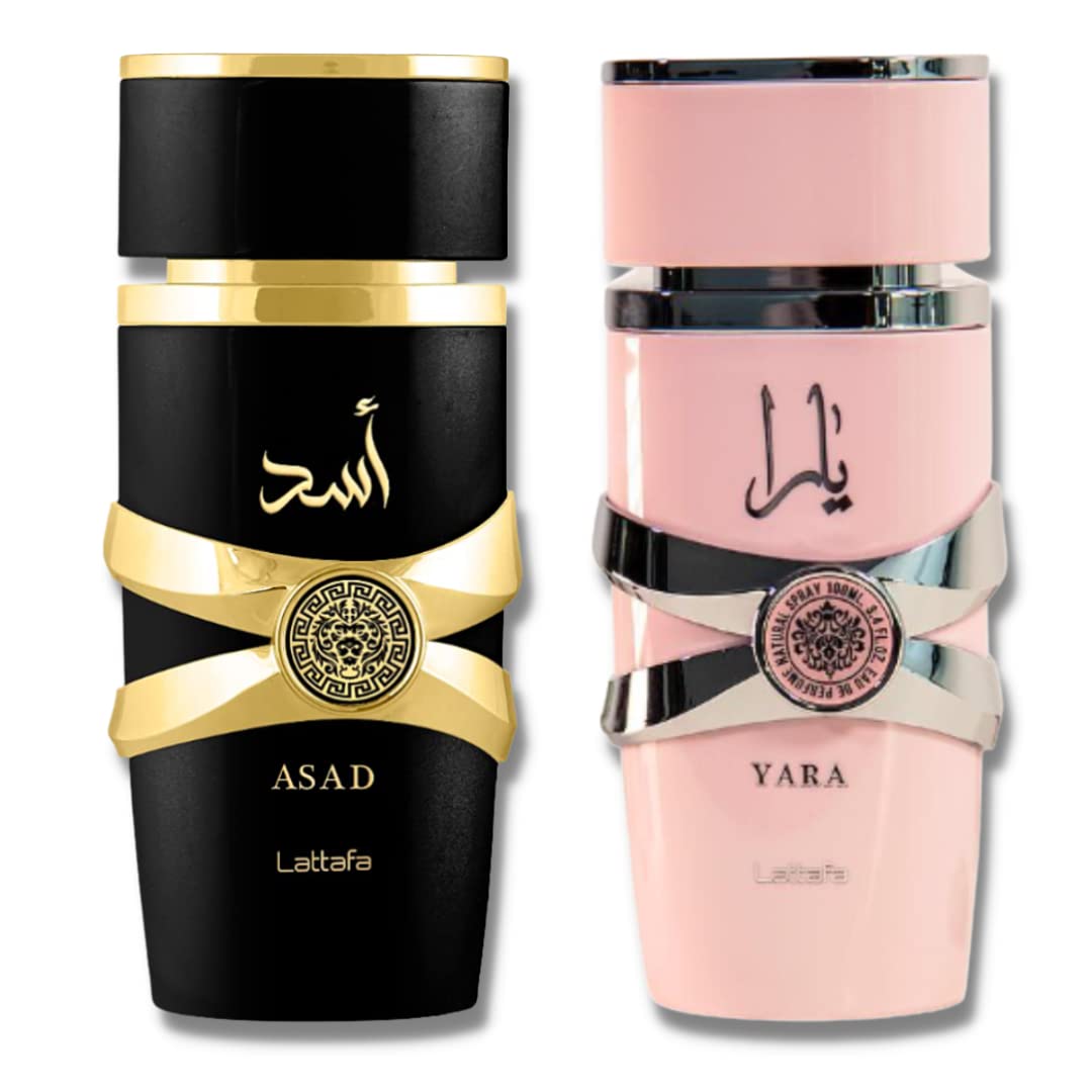 Lattafa Asad bottle showcases amber vanilla warmth for bold evening wear.