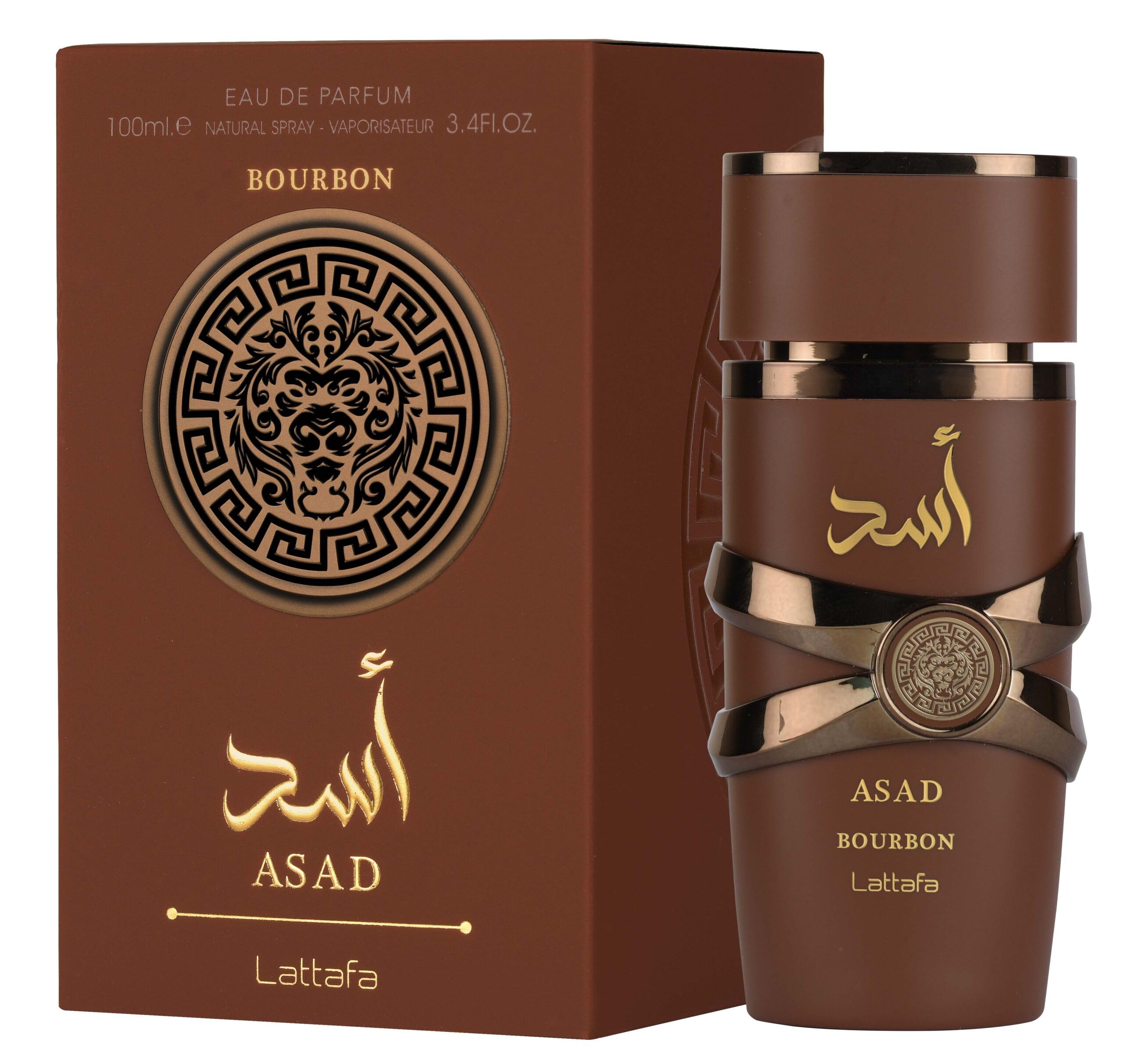 Lattafa Asad Bourbon amber and vetiver base creating signature warmth.