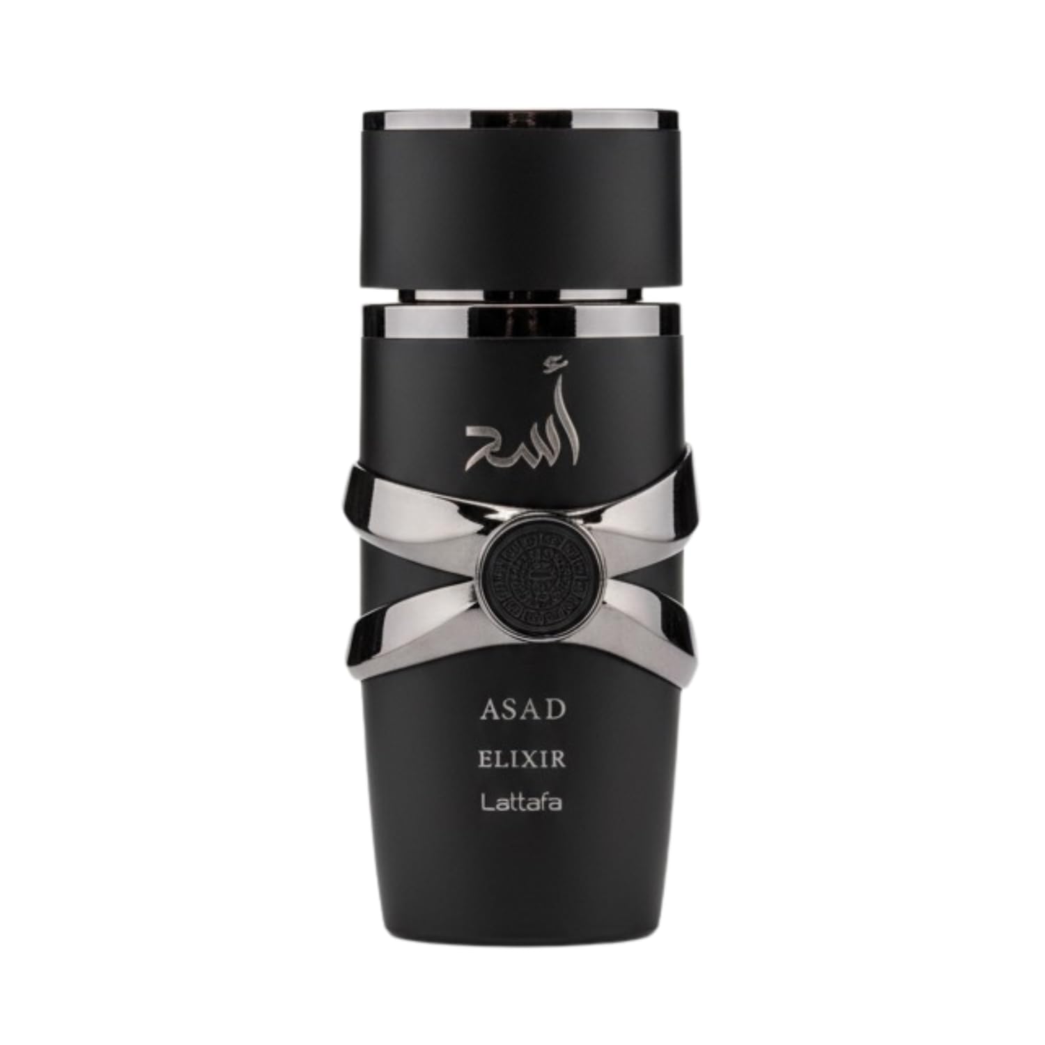 Lattafa Asad Elixir EDP bottle-pour highlights sharp top notes for a bold evening presence.