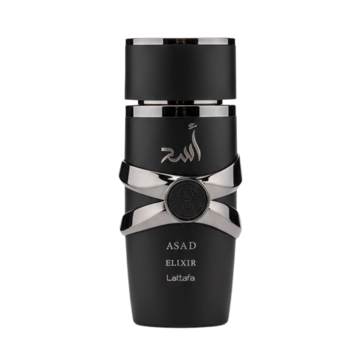Lattafa Asad Elixir EDP bottle-pour highlights sharp top notes for a bold evening presence.