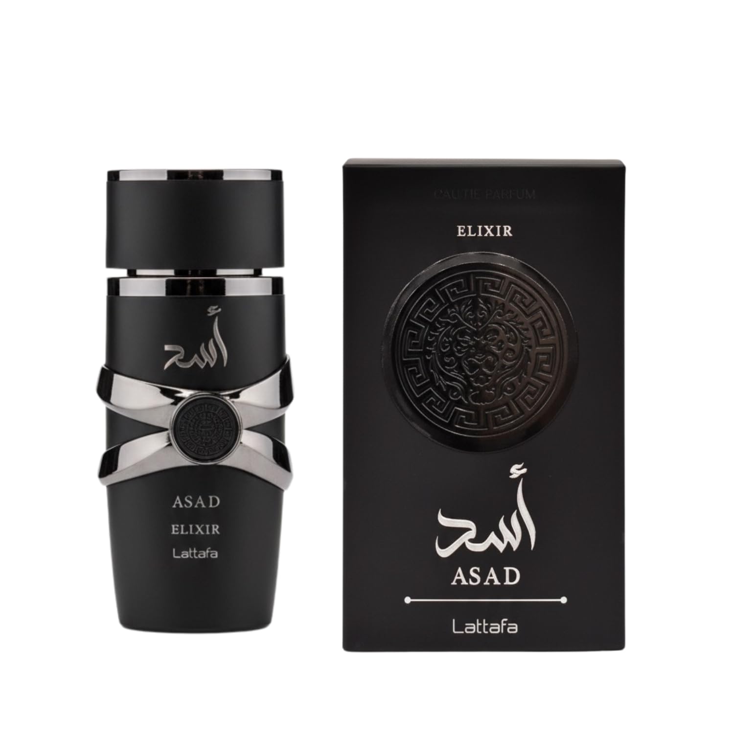Lattafa Asad Elixir heart-smoke-cedarwood evokes warm, lasting allure for confident evenings.