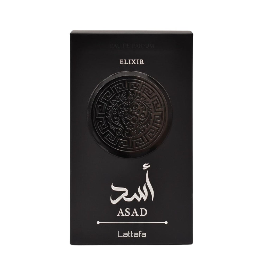 Lattafa Asad Elixir packaging gift box signals premium gifting appeal and anticipation.