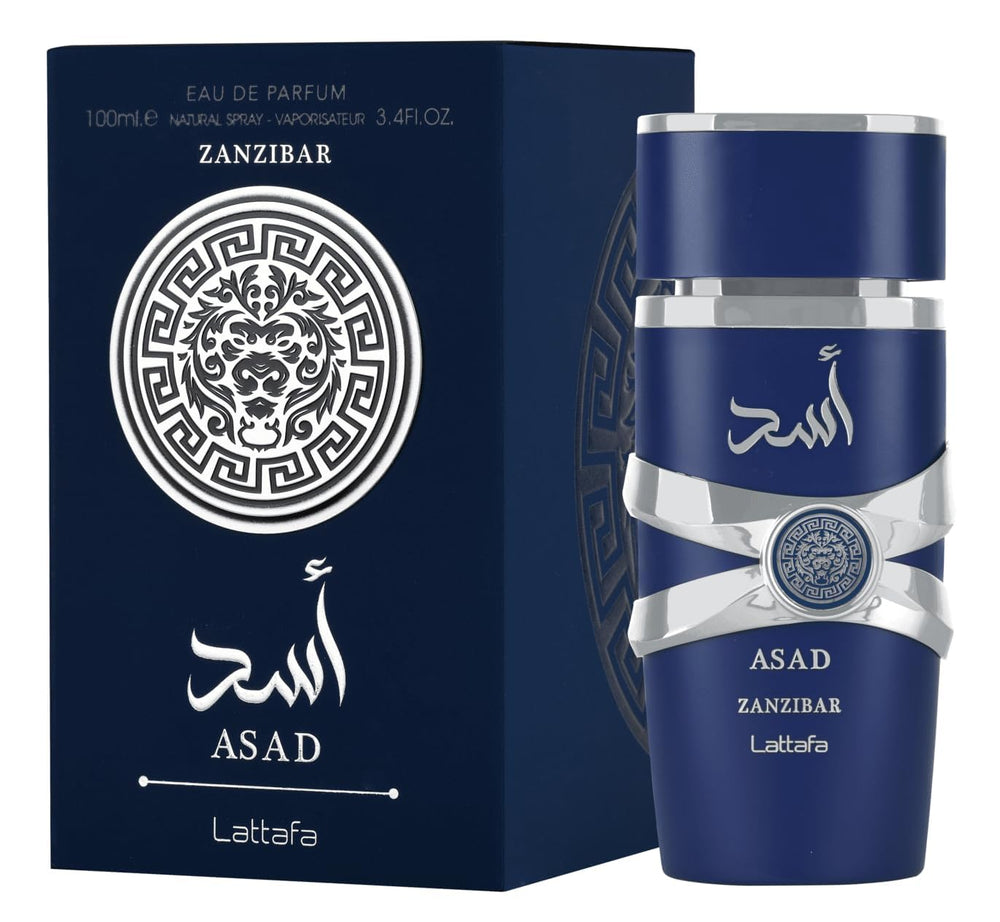 Lattafa Asad Zanzibar sea-note-swatch, fresh coastal vibe.