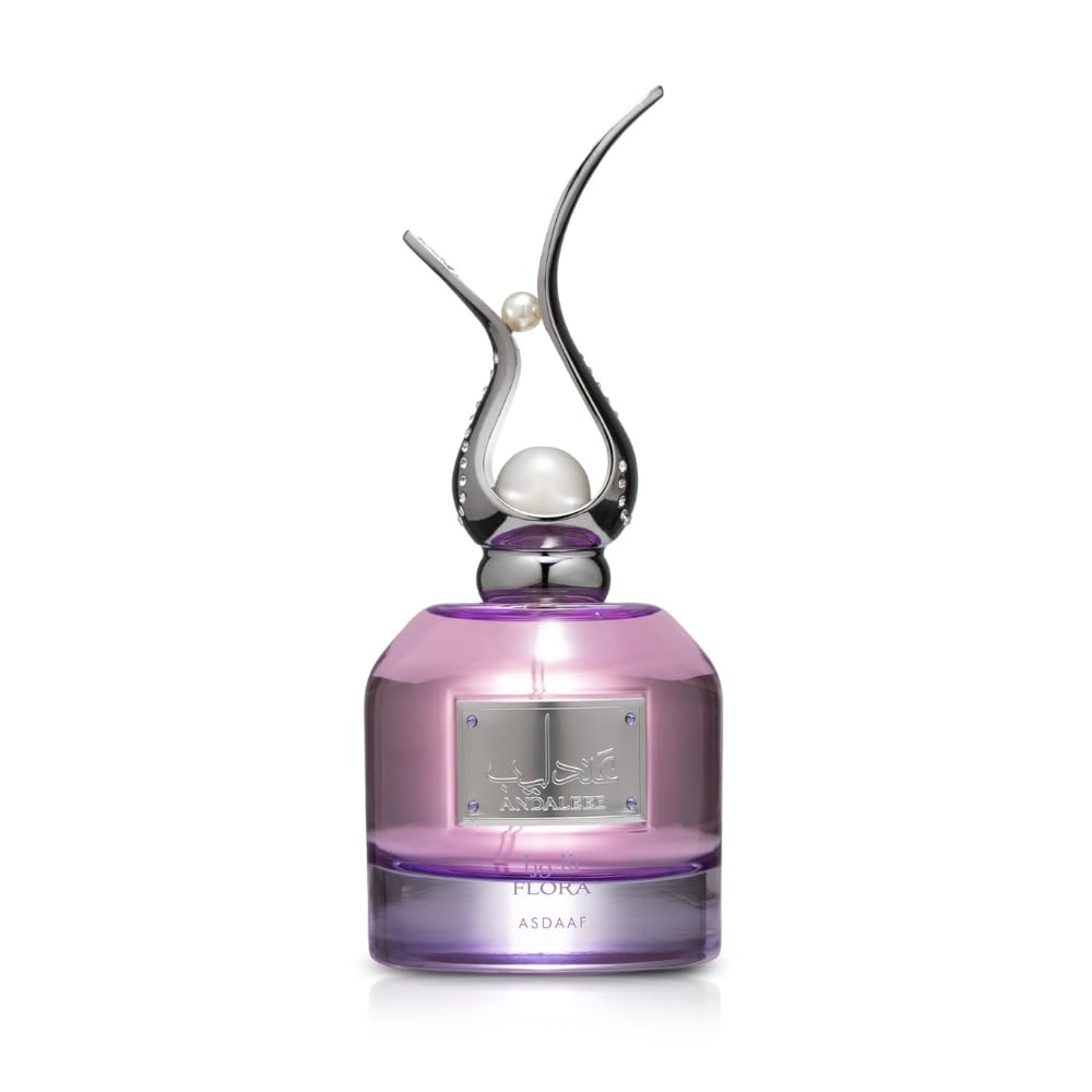 Lattafa Asdaaf Andaleeb Flora bottle close-up for elegant spring evenings.