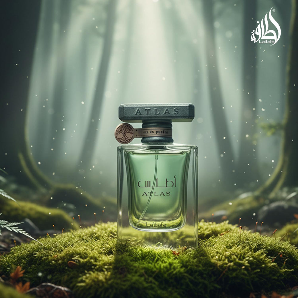 Lattafa Atlas elegant bottle and fragrance paper wrap for premium feel