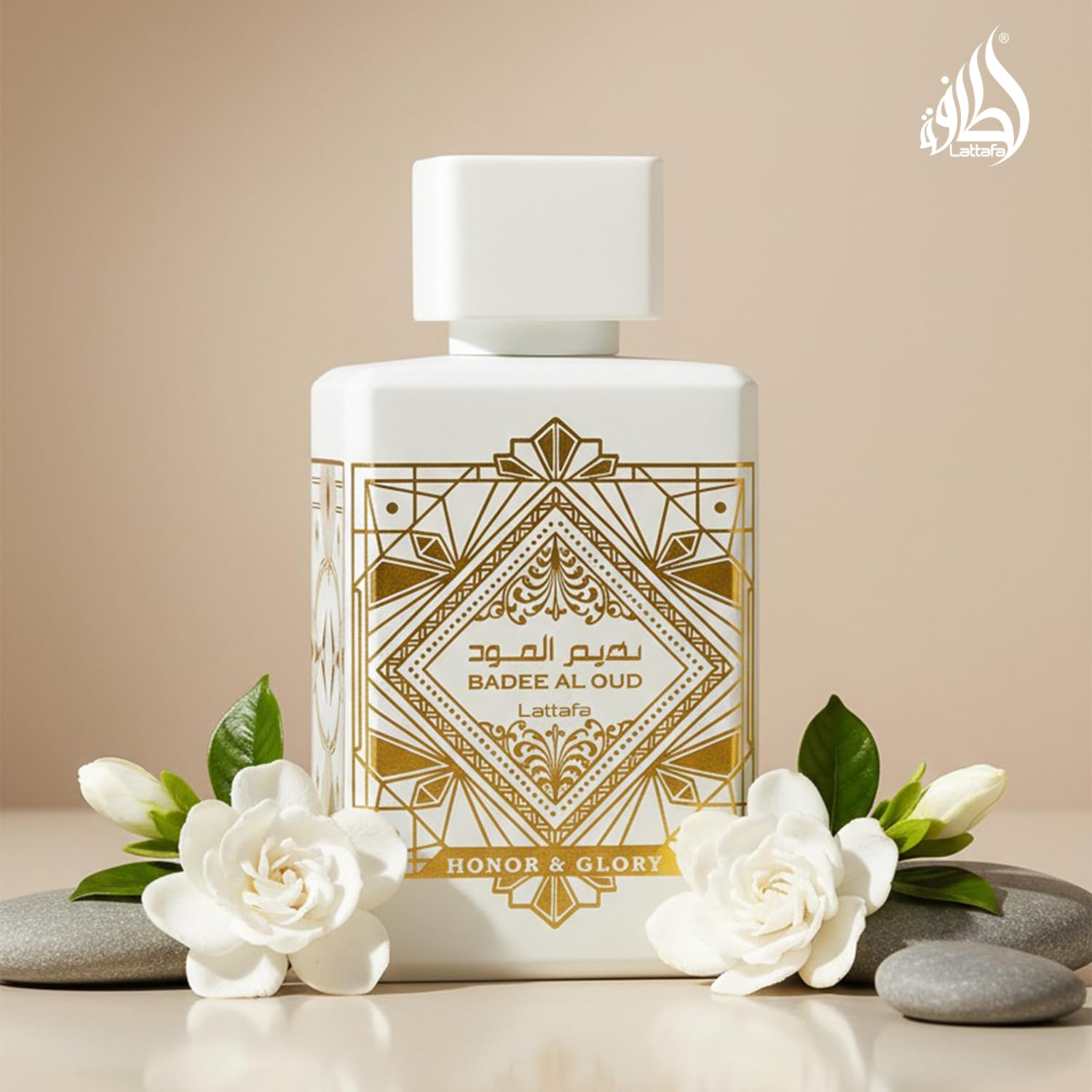 Lattafa Bade'e Al Oud Honor & Glory base notes vanilla, sandalwood, moss for creamy depth.