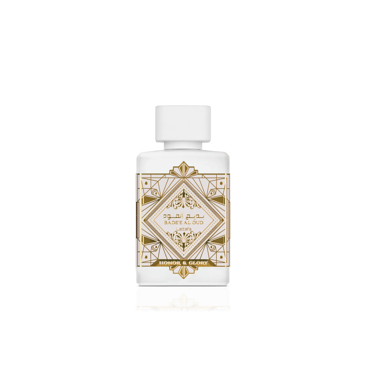 Lattafa Bade'e Al Oud Honor & Glory bottle—unisex fragrance for daily wear and evenings.